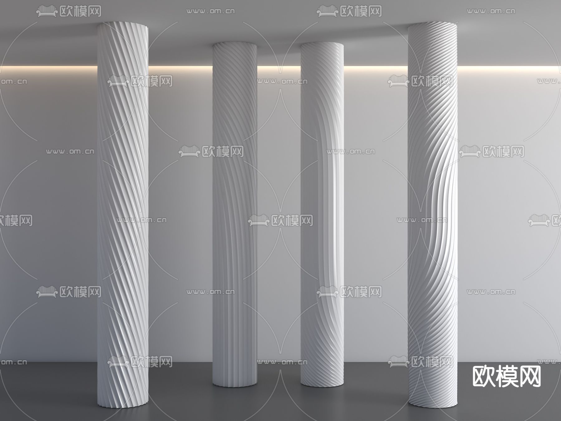 异形柱子 扭曲柱子 螺旋柱子 圆柱su模型下载（渲染图1）