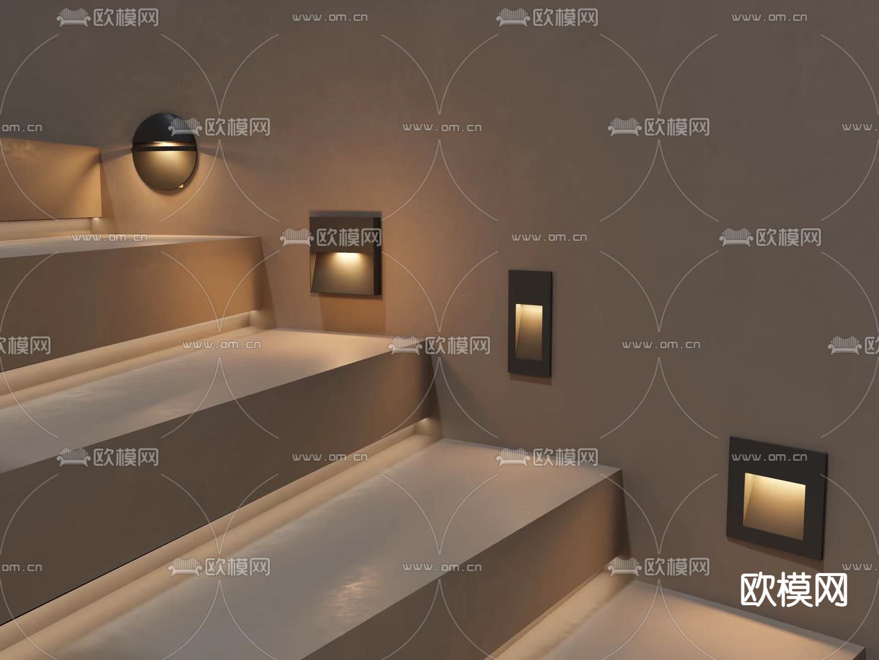 感应灯 楼梯灯 地灯 夜灯 走廊灯su模型下载（渲染图2）