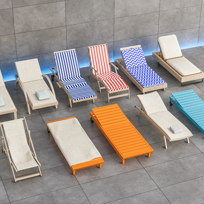  躺椅 沙滩椅su模型 