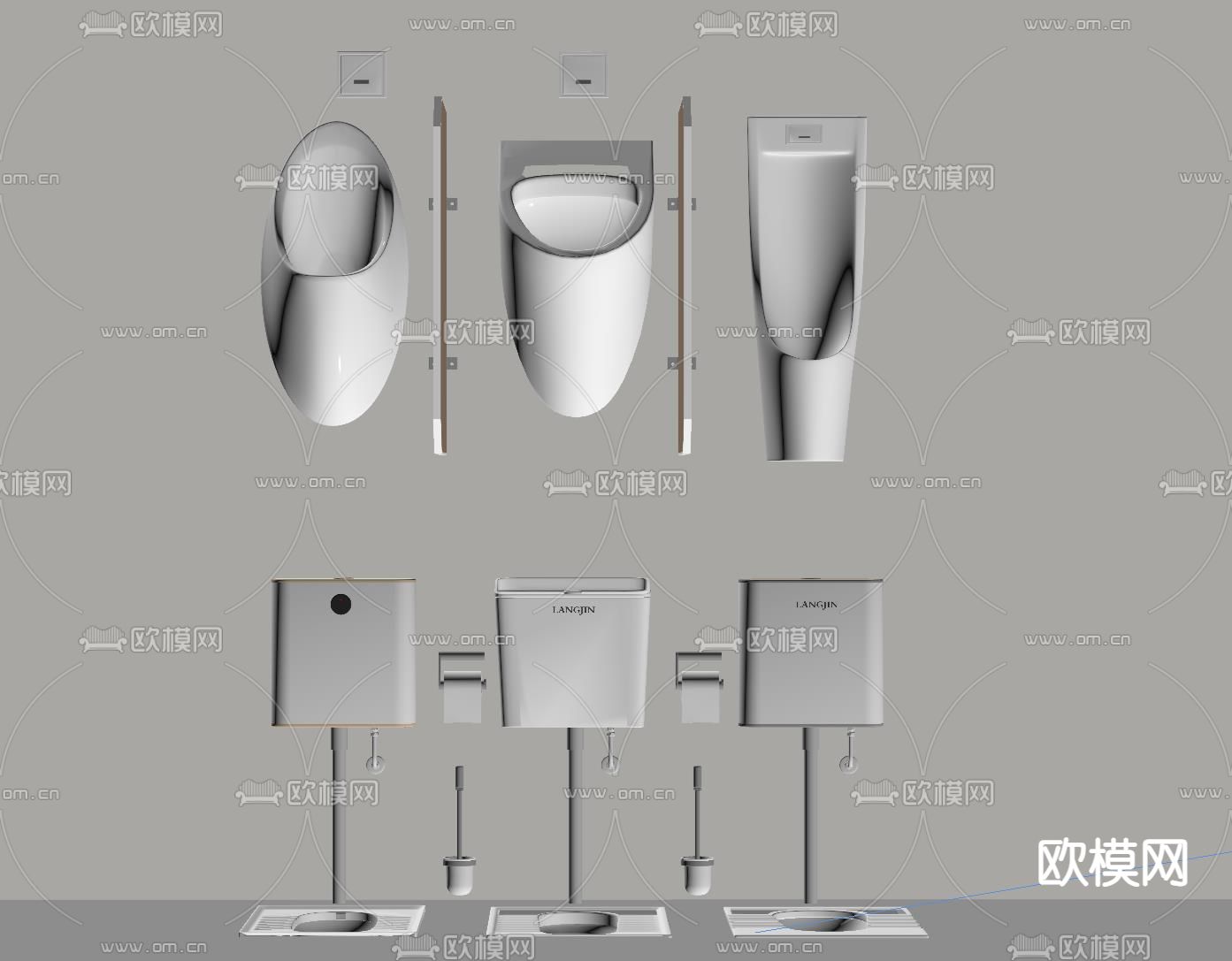 蹲便 小便器su模型下载（渲染图1）