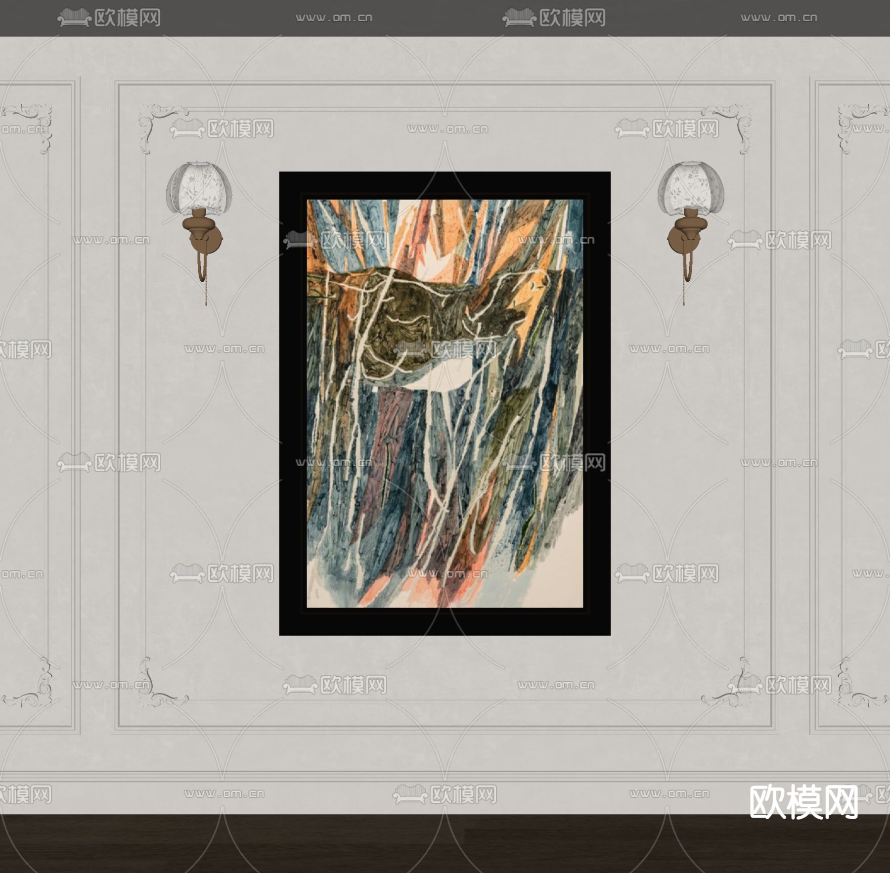 法式复古画 油画 装饰画su模型