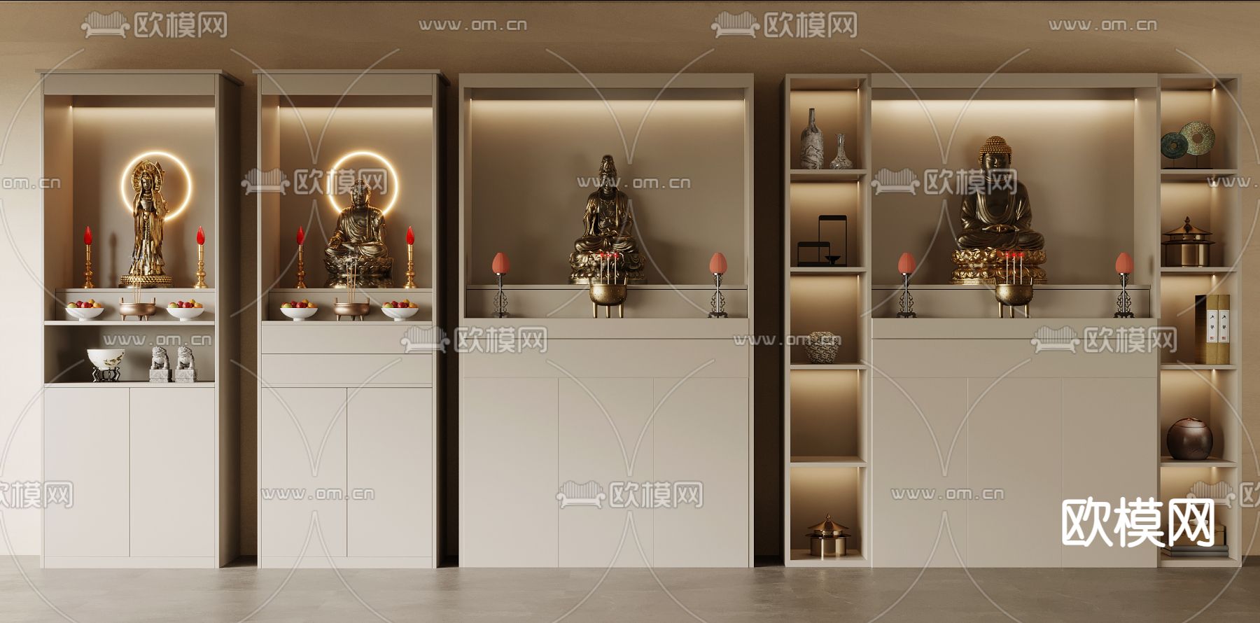 现代佛龛柜su模型下载（渲染图2）