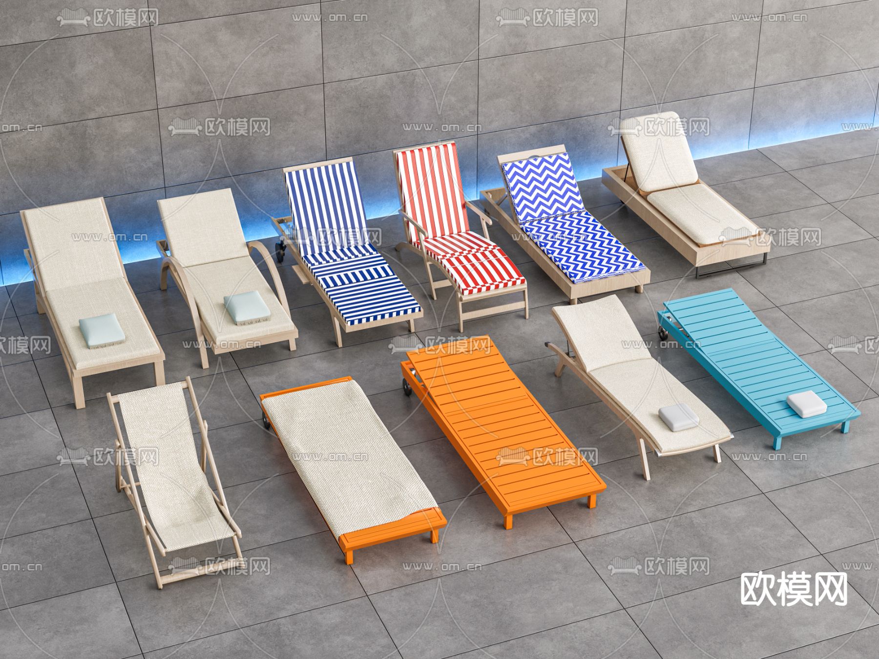 躺椅 沙滩椅su模型下载（渲染图2）