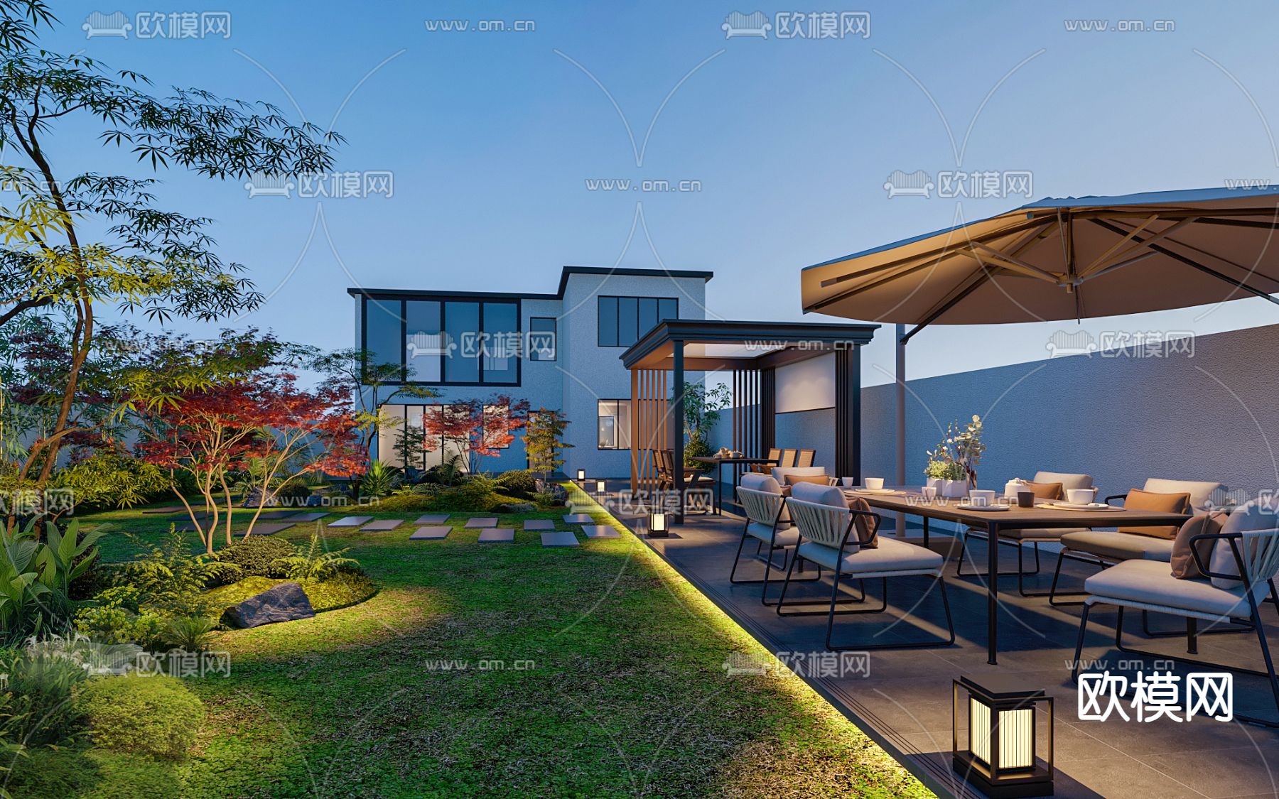 现代阳台 露台 屋顶花园3d模型下载（渲染图2）