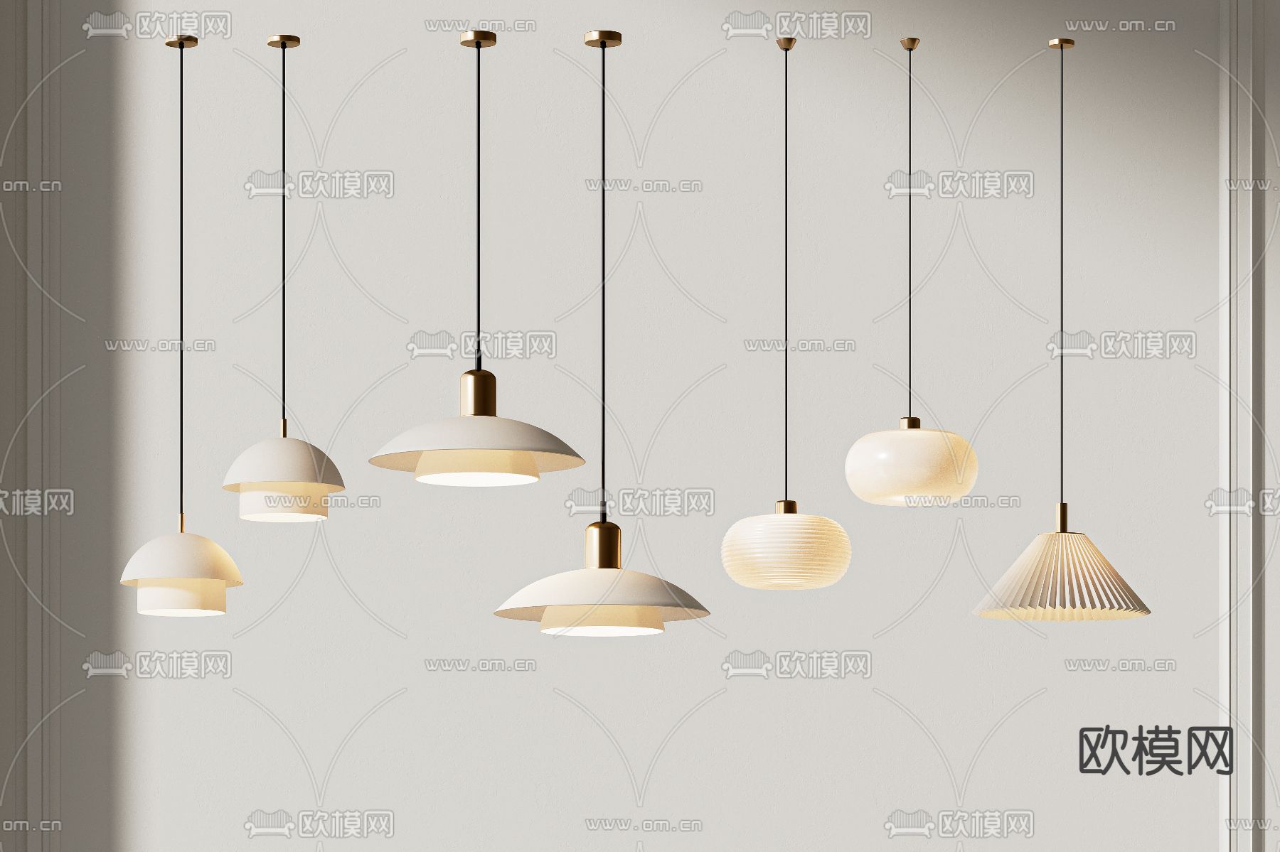 奶油风小吊灯3d模型下载