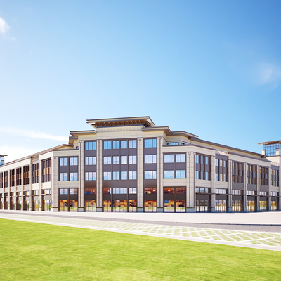  现代商业街 商业内街su模型 