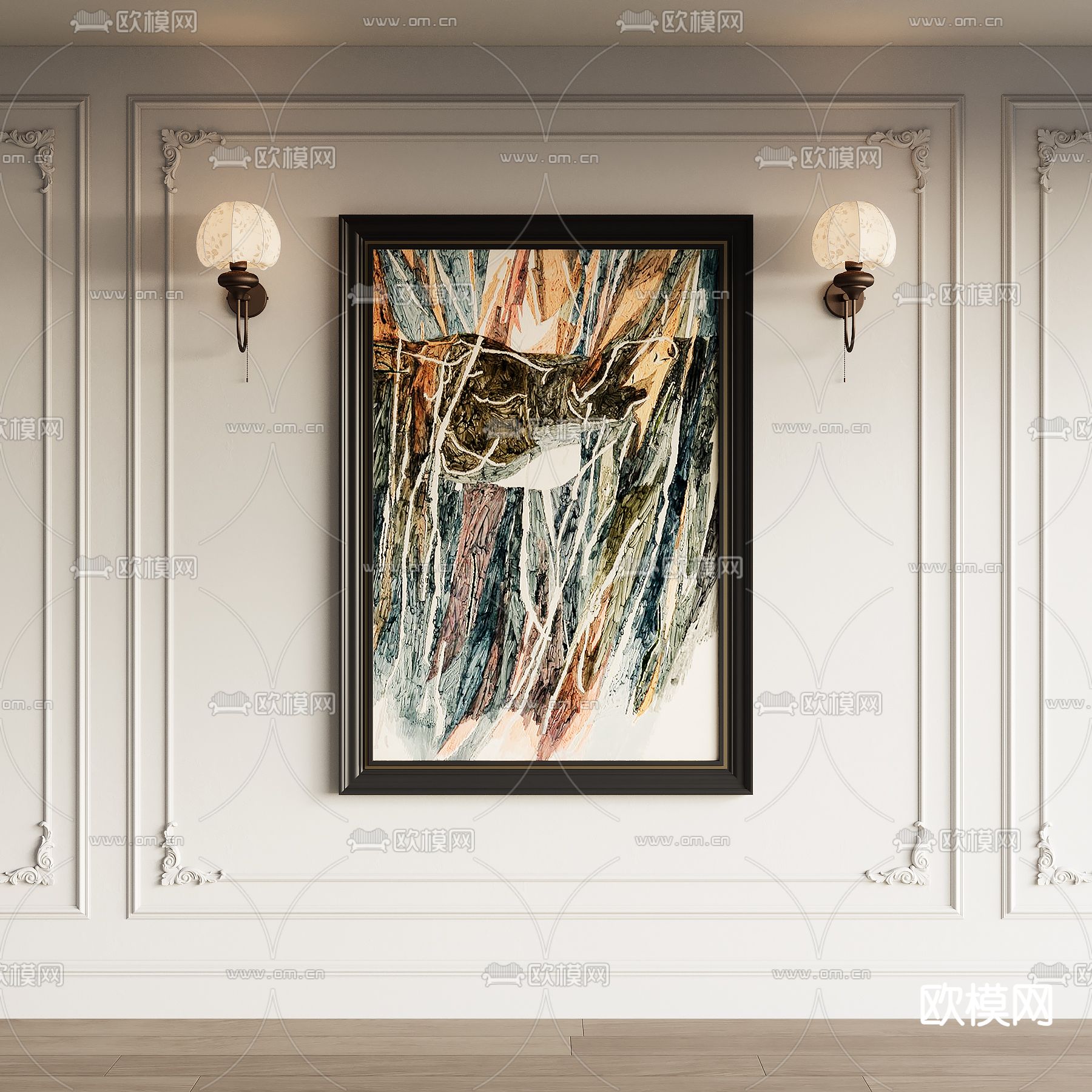 法式复古画 油画 装饰画su模型