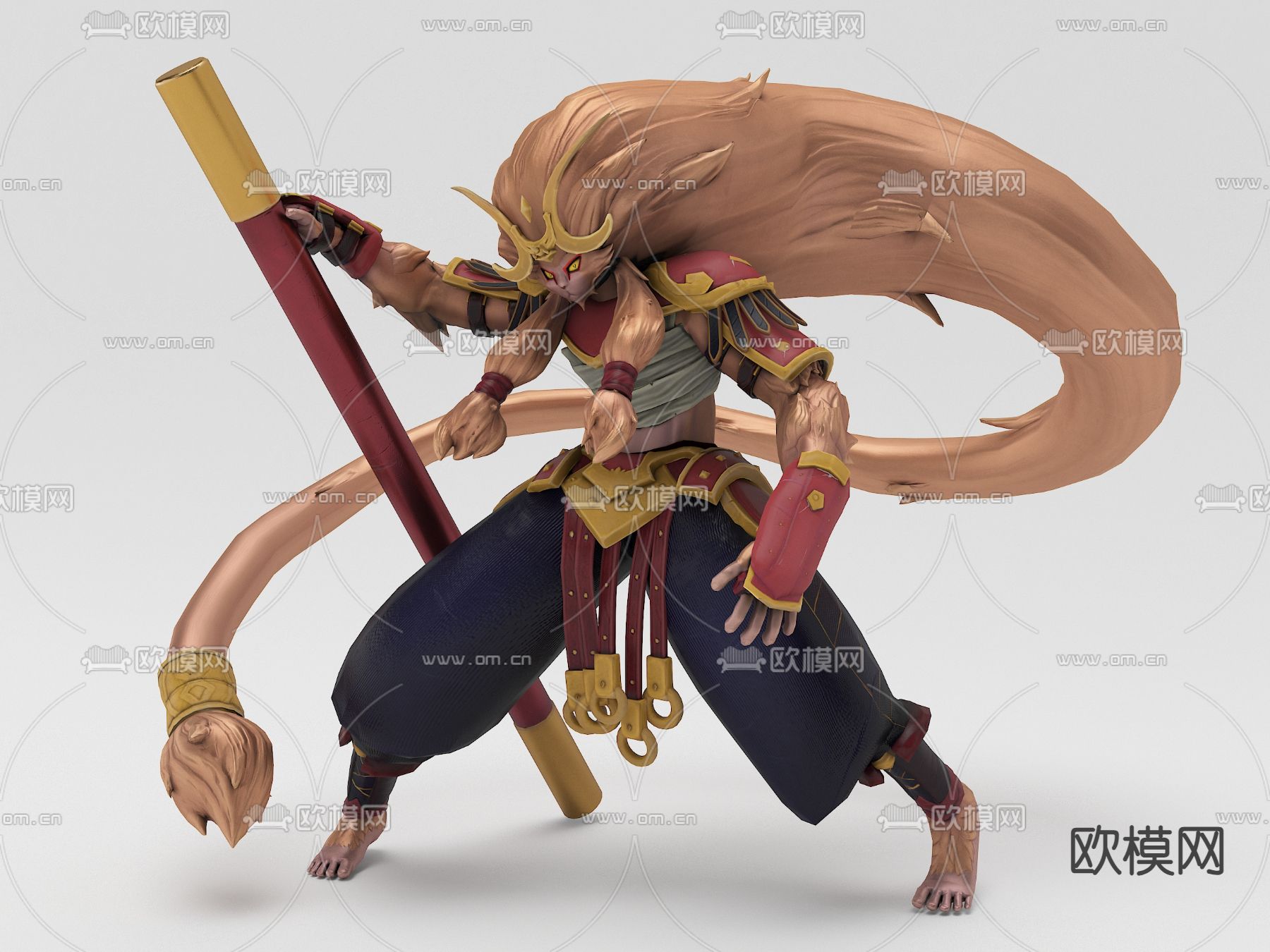 孙悟空手办 潮玩摆件3d模型下载（渲染图1）