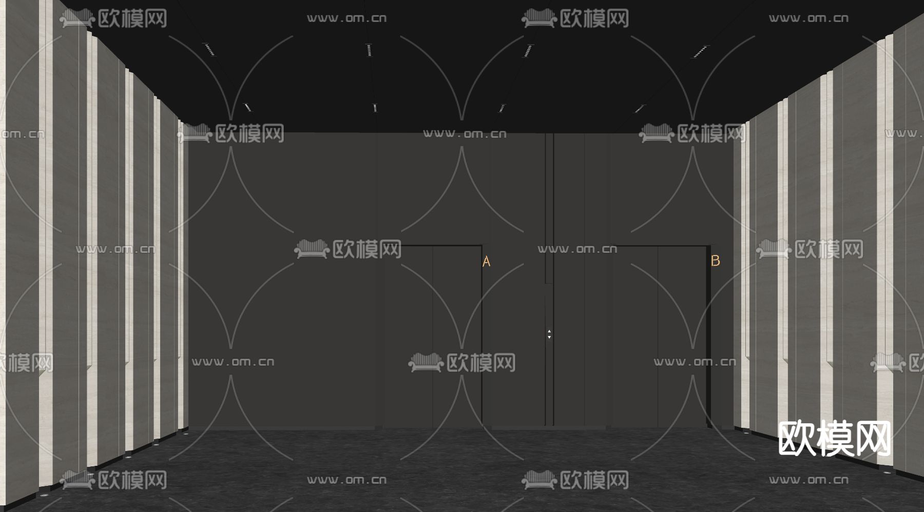 现代电梯厅 电梯间su模型下载（渲染图1）