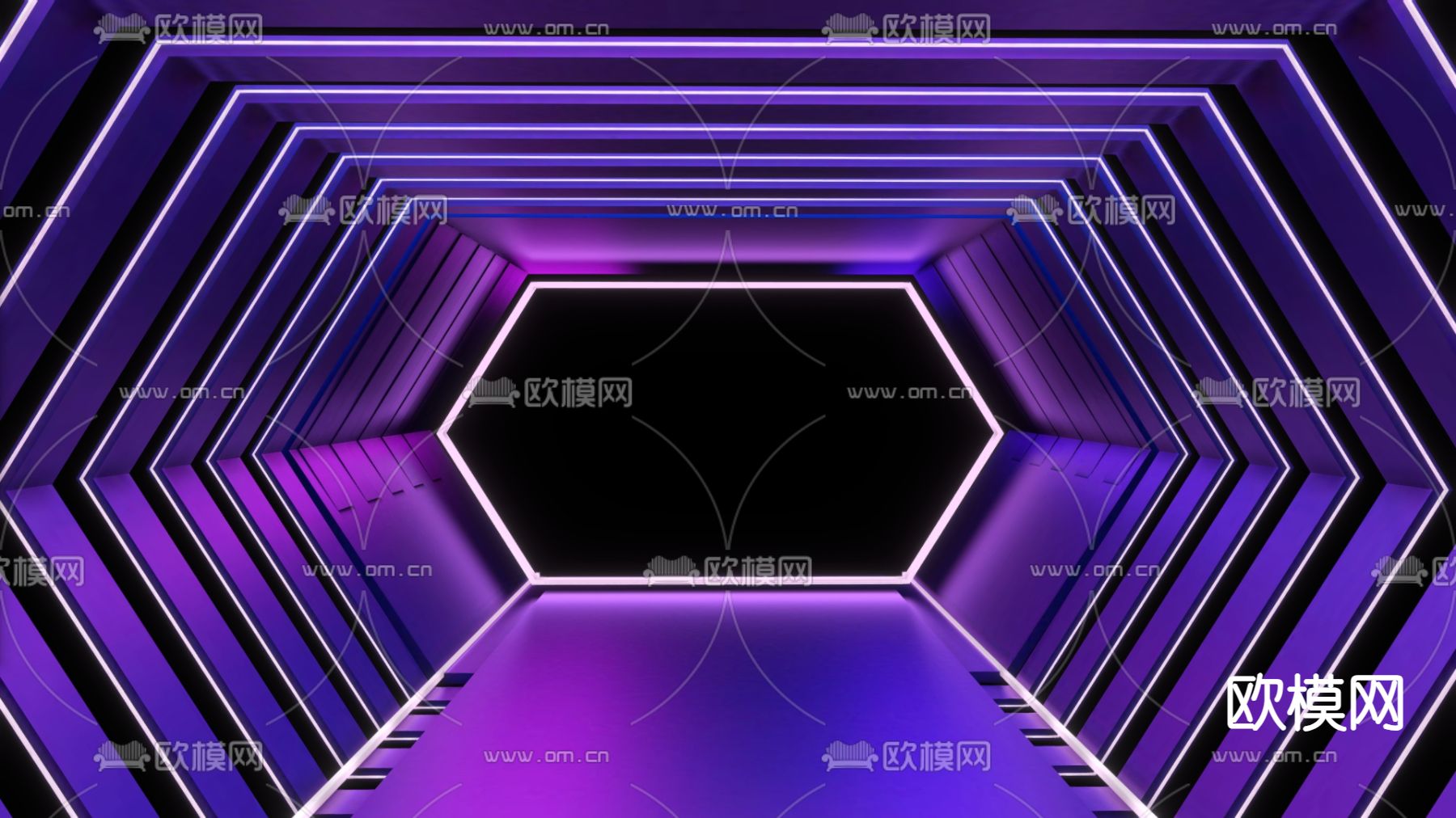 KTV走廊 科技感时空隧道3d模型下载（渲染图1）