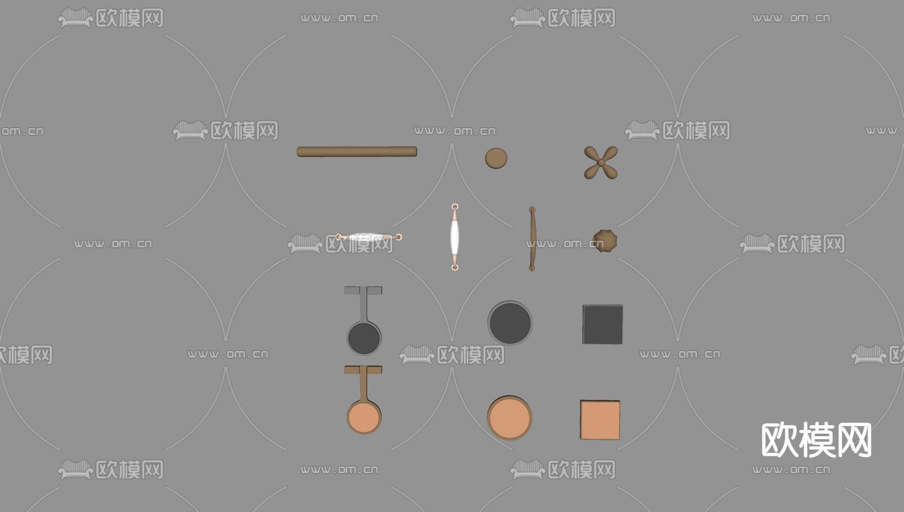 法式柜门拉手 把手su模型下载（渲染图2）