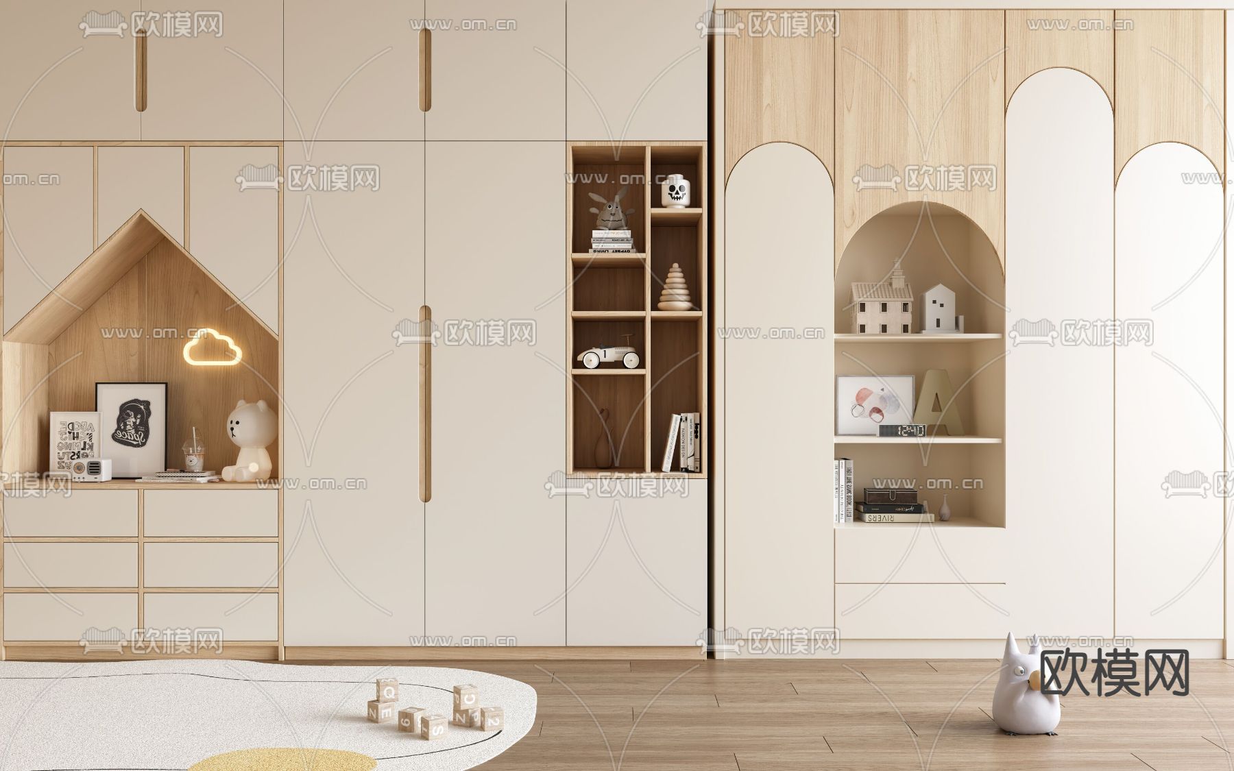 儿童柜 玩具柜su模型下载（渲染图1）