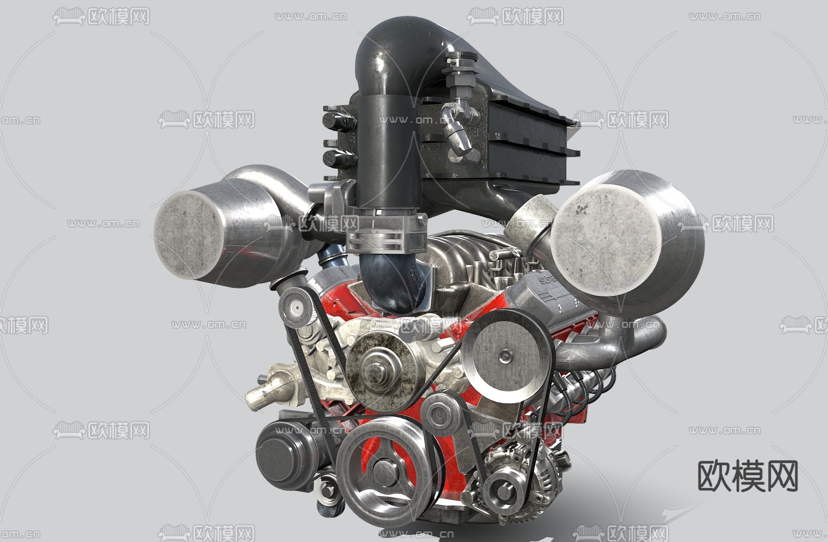 汽车引擎 发动机 汽车配件su模型下载（渲染图2）