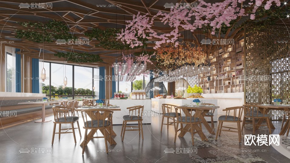 自助餐厅 全日制餐厅3d模型下载(渲染图3)