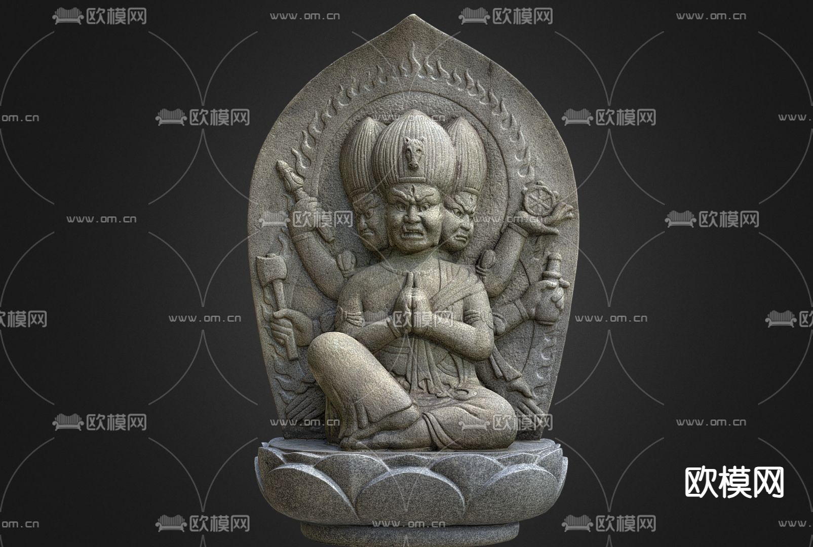 宗教雕塑小品 石像 佛像su模型下载（渲染图1）