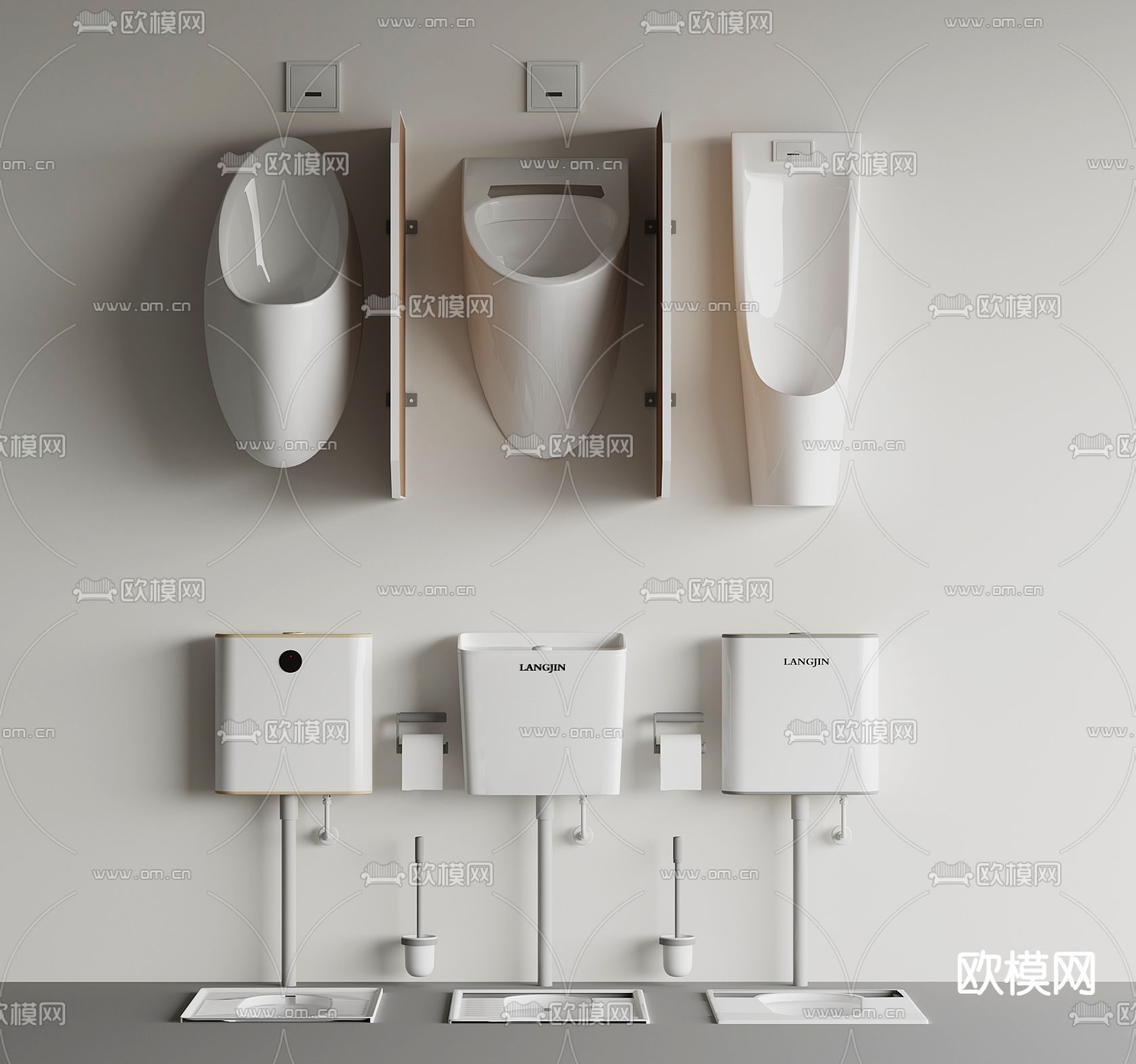 蹲便 小便器su模型下载（渲染图2）