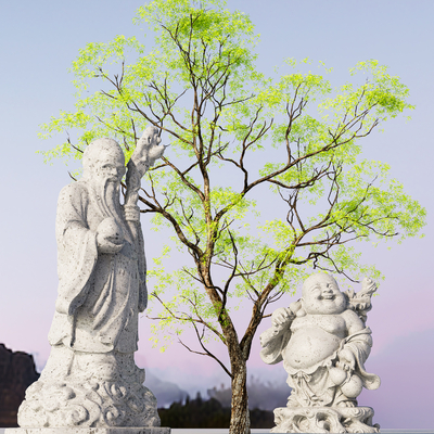 中式佛像雕塑su模型