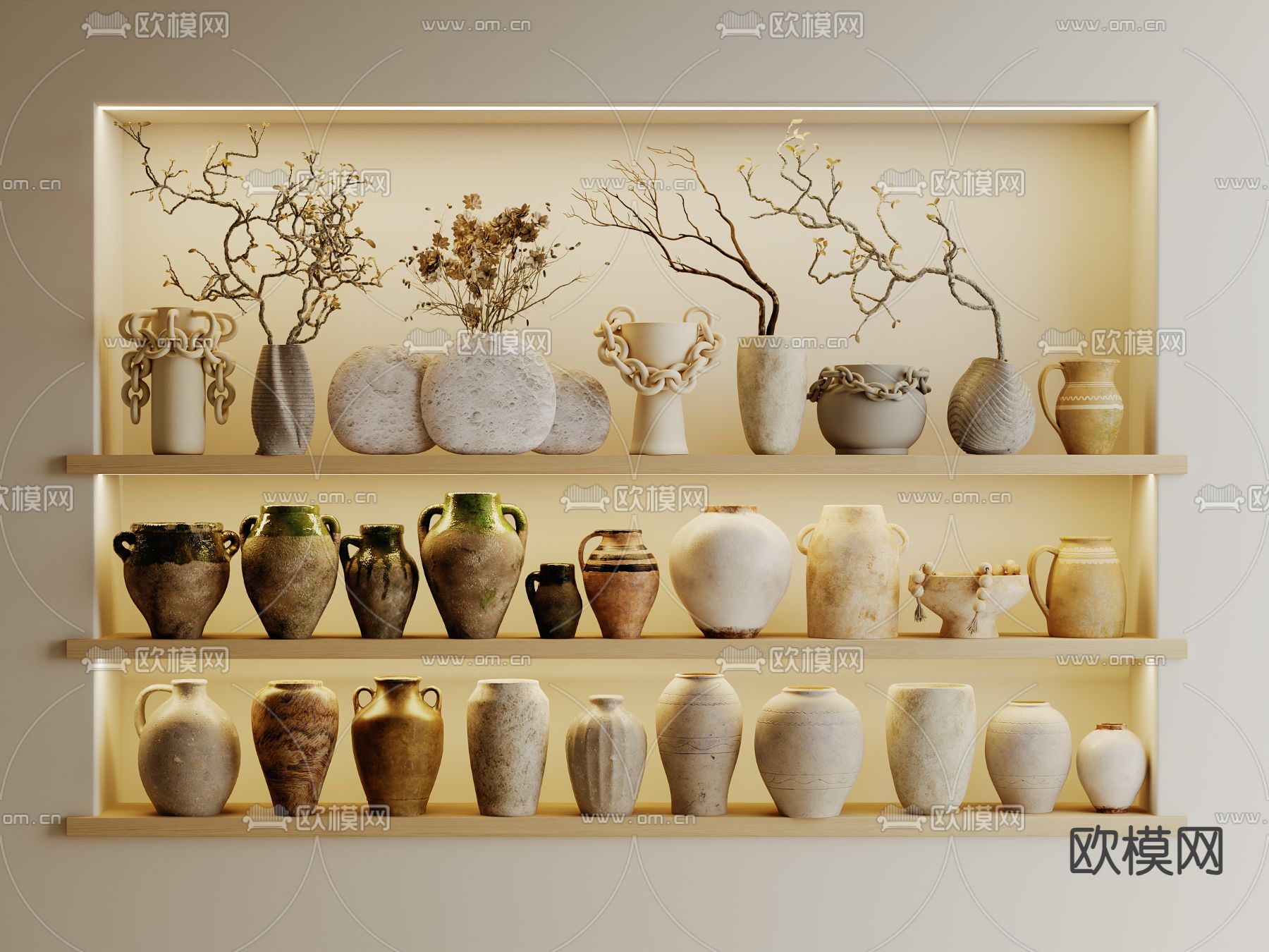 侘寂风陶罐摆件su模型下载（渲染图2）