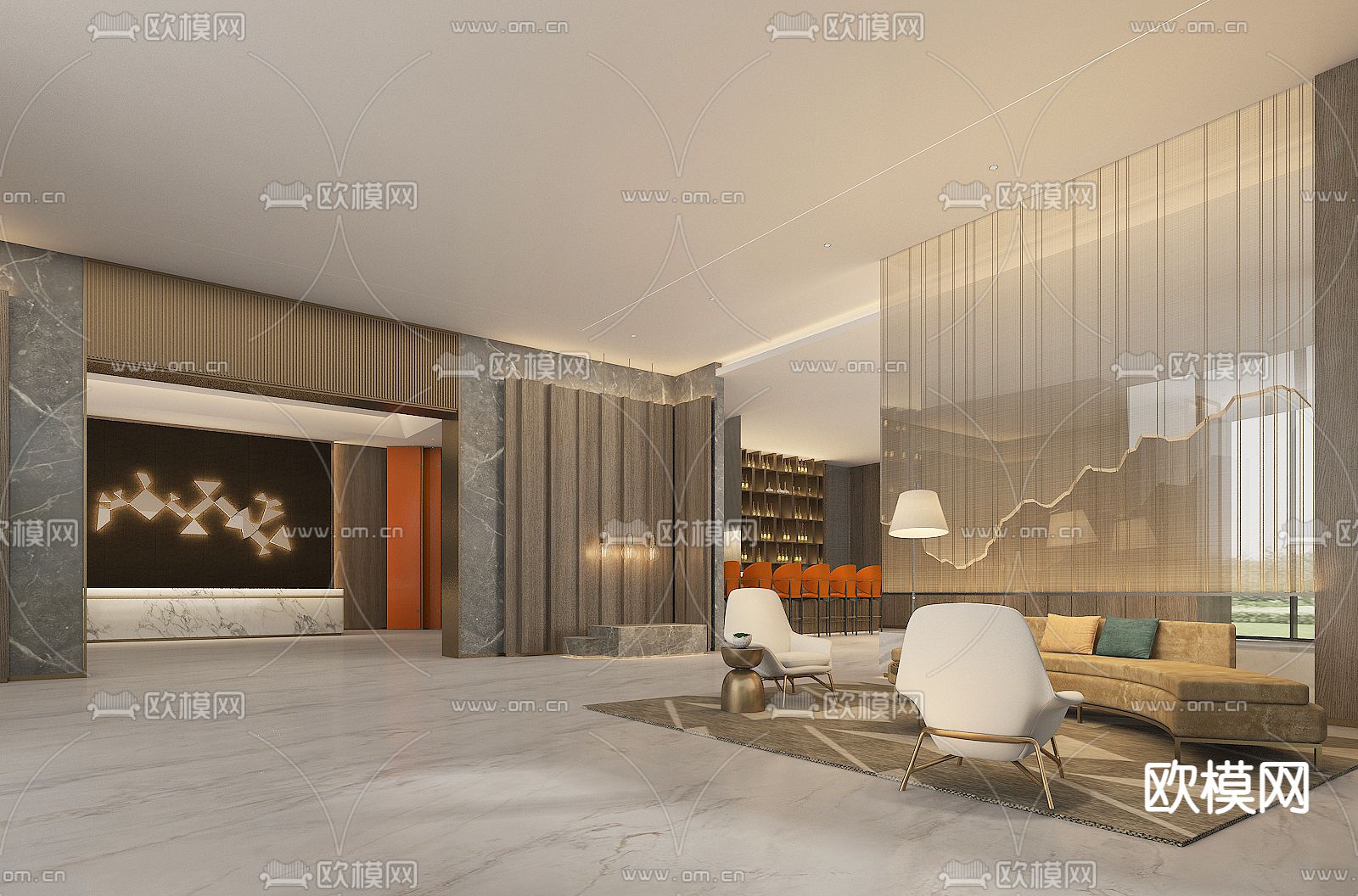 酒店大堂3d模型下载