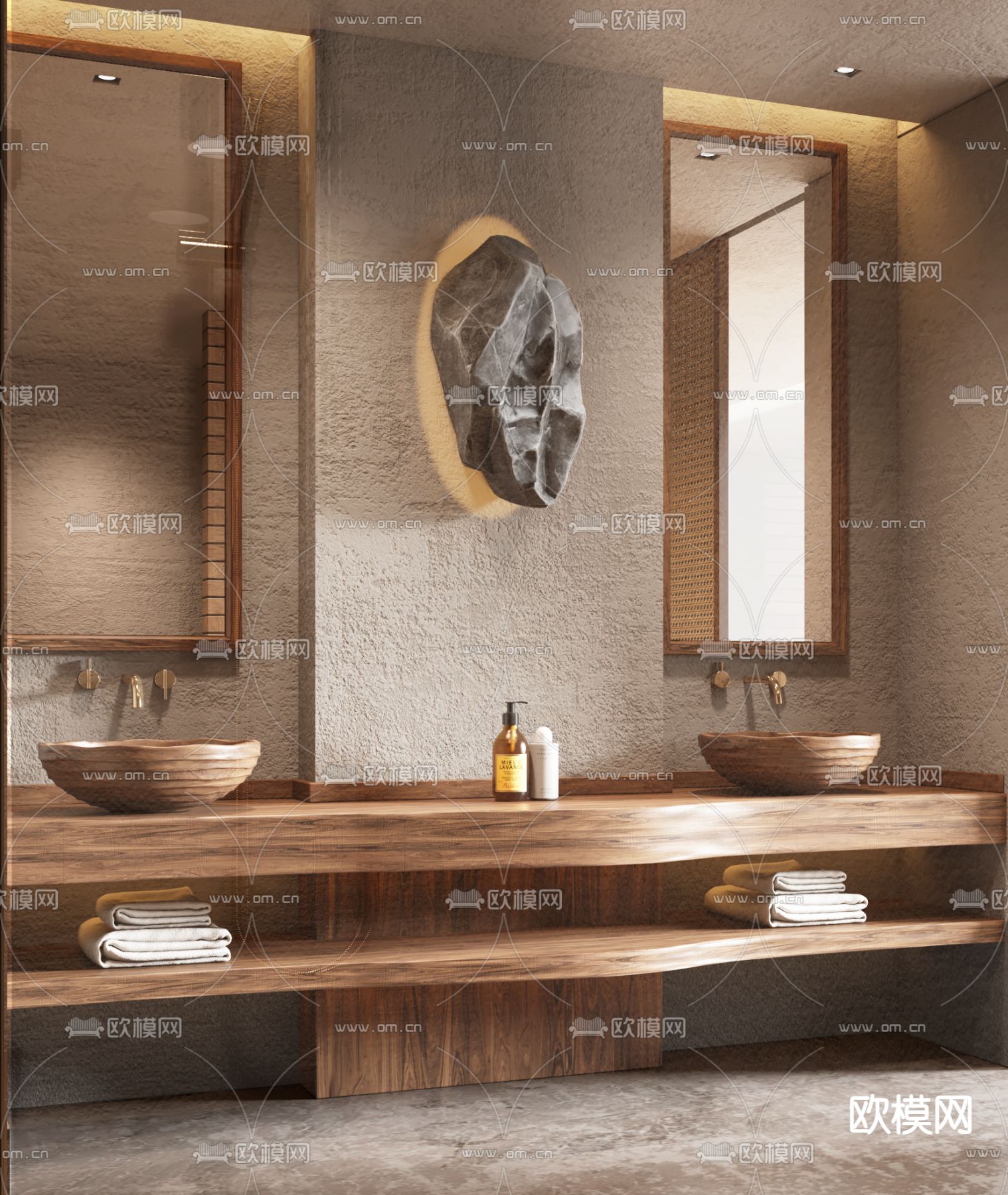 侘寂风卫生间3d模型下载（渲染图2）