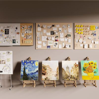  画板 画架 便利贴su模型 