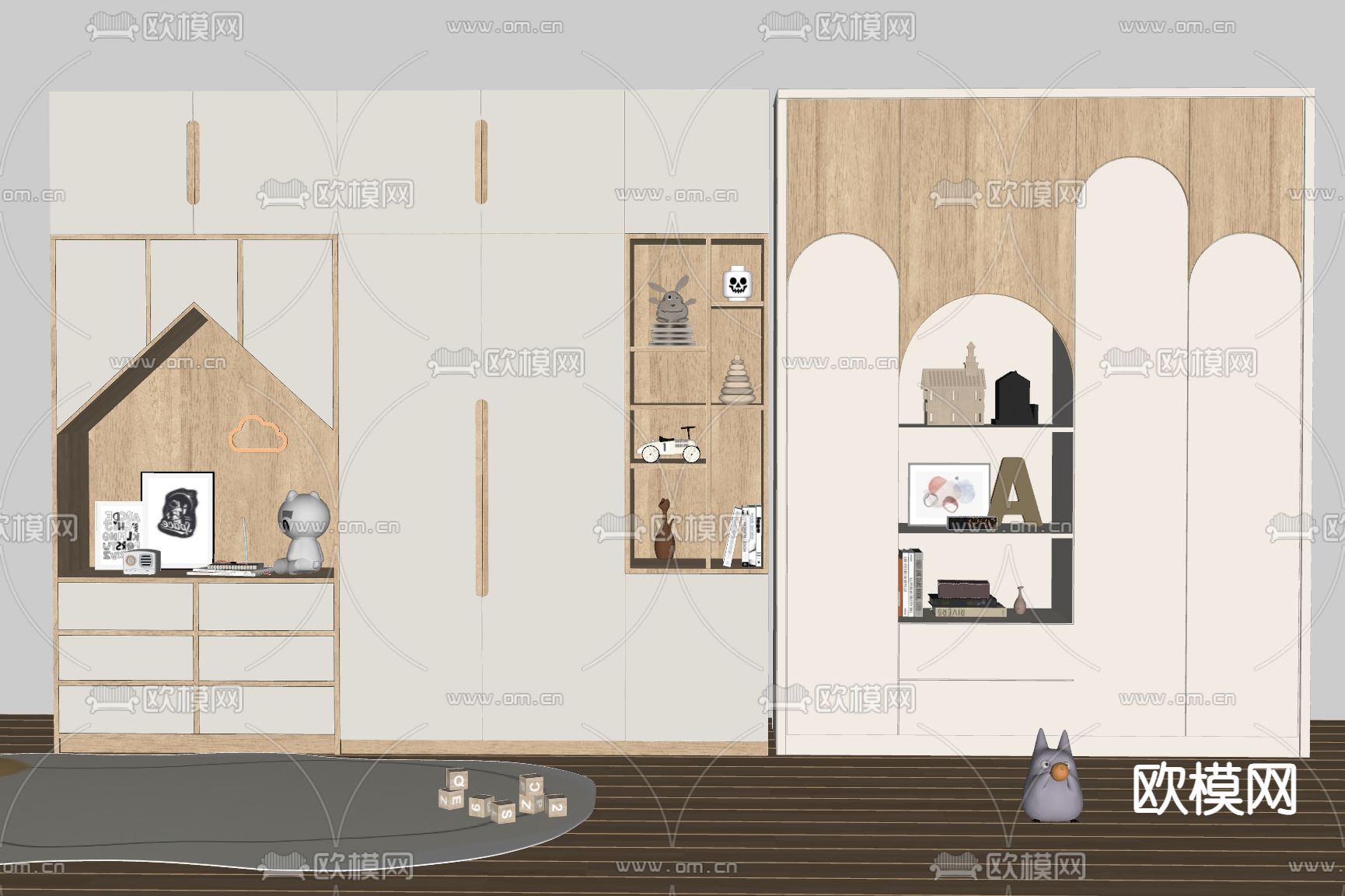 儿童柜 玩具柜su模型下载（渲染图2）