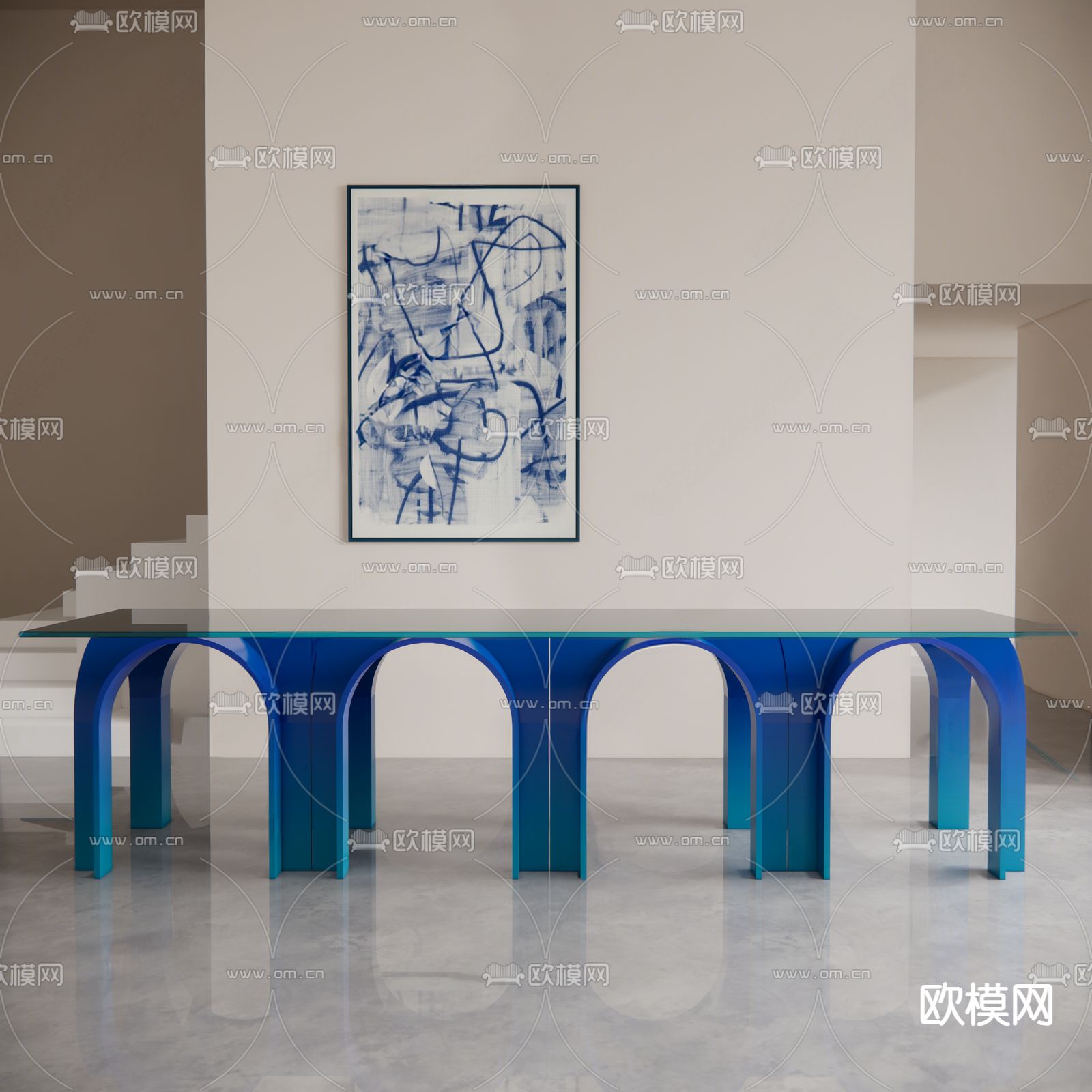 后现代餐桌su模型下载（渲染图2）