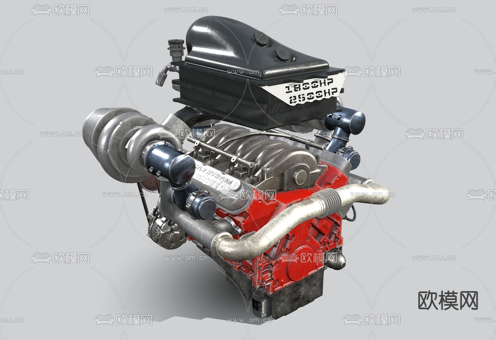 汽车引擎 发动机 汽车配件su模型下载（渲染图3）