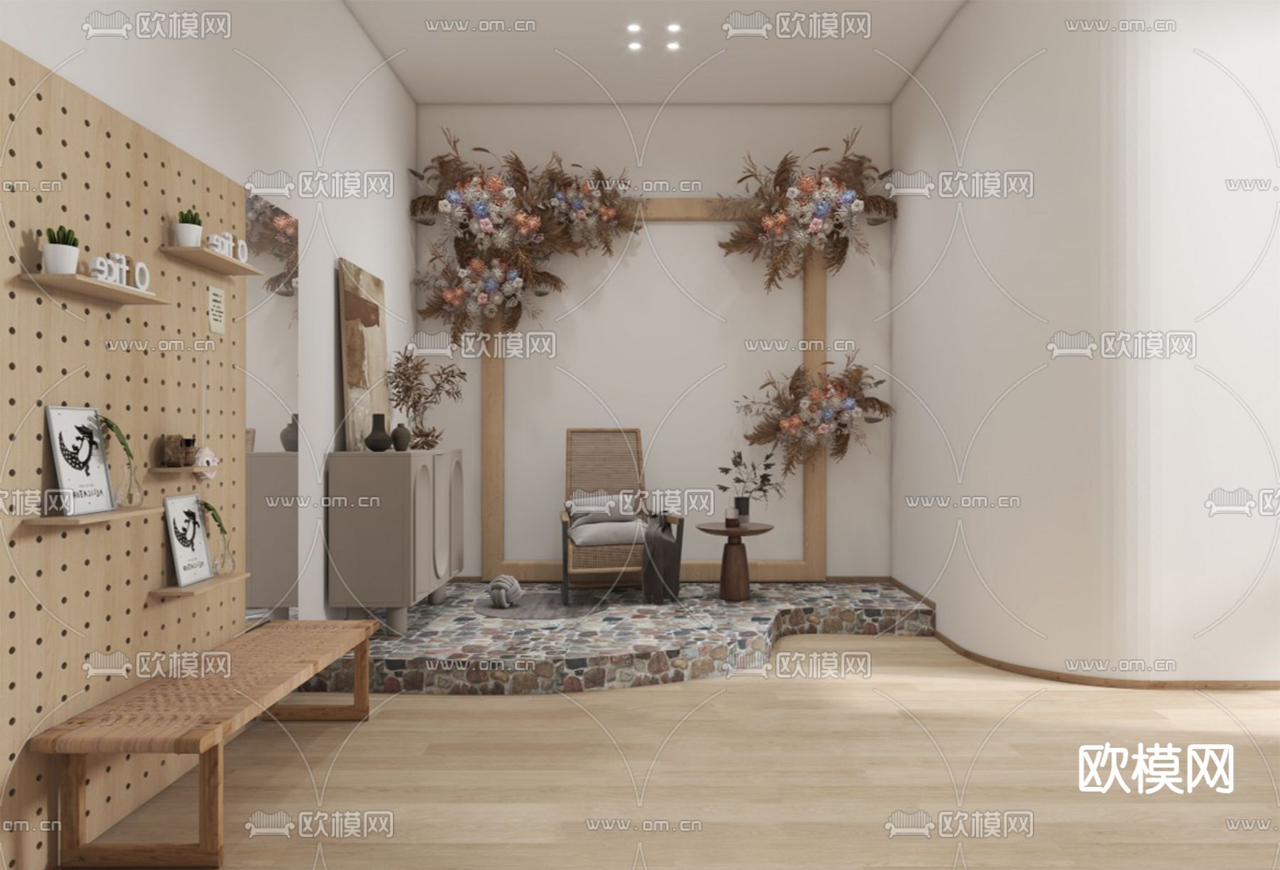 自然风民宿客房3d模型下载（渲染图2）