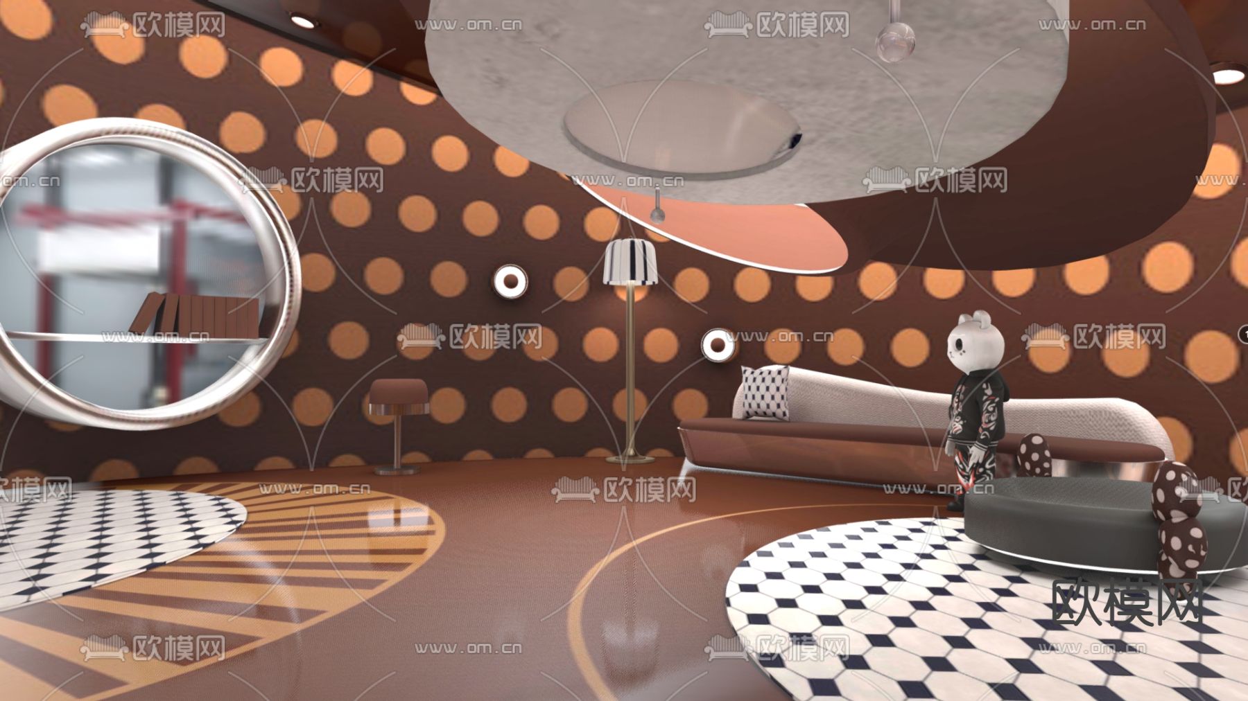 休闲客厅 会所 待客室su模型下载（渲染图3）