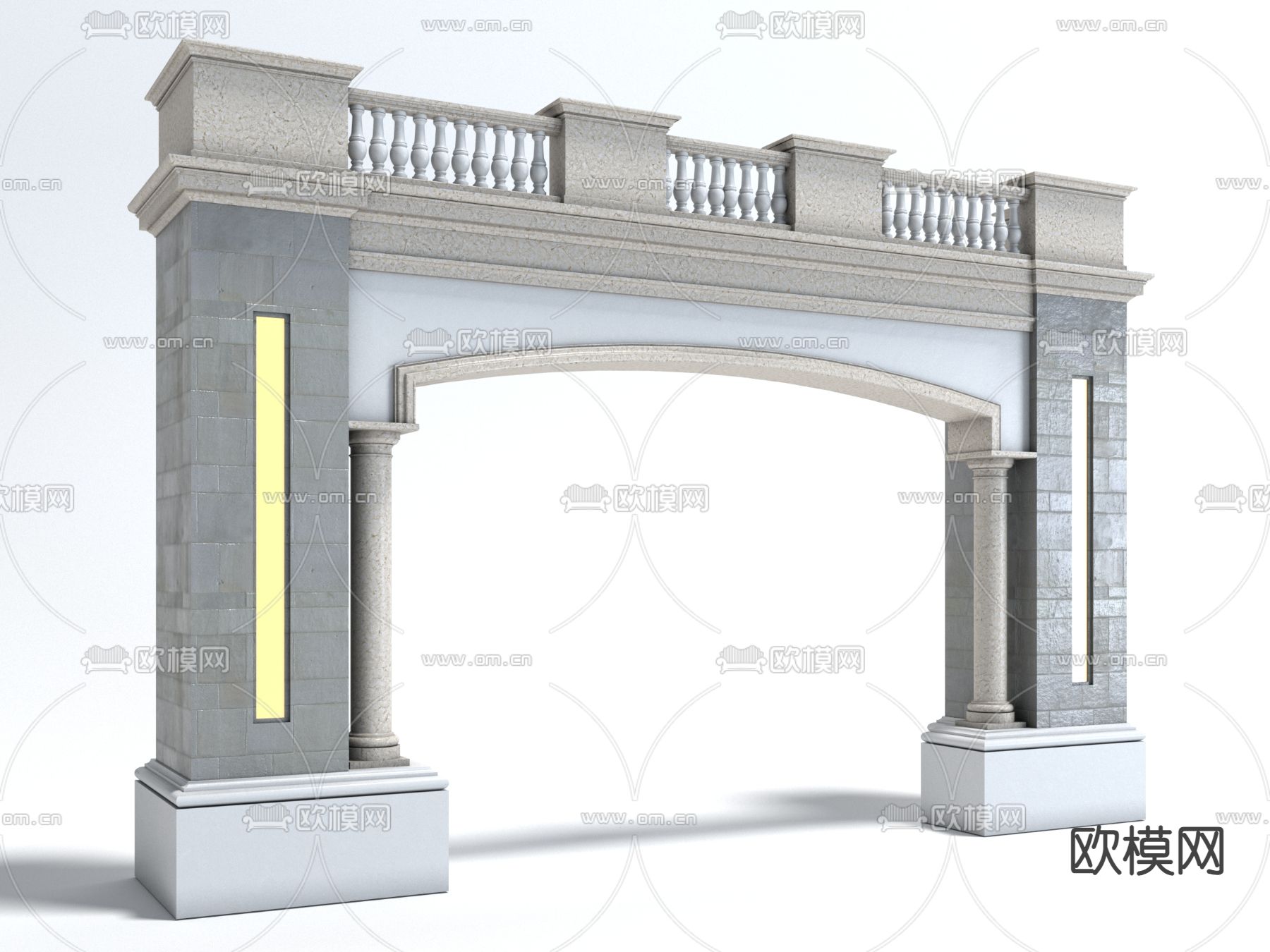 建筑构件 垭口 拱门 石墙3d模型下载