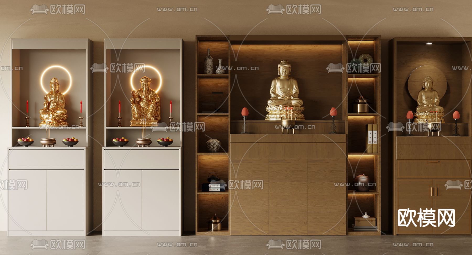 现代佛龛柜su模型下载（渲染图2）