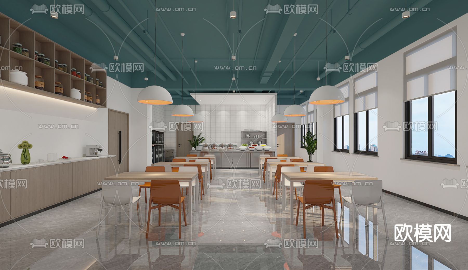 员工食堂3d模型下载
