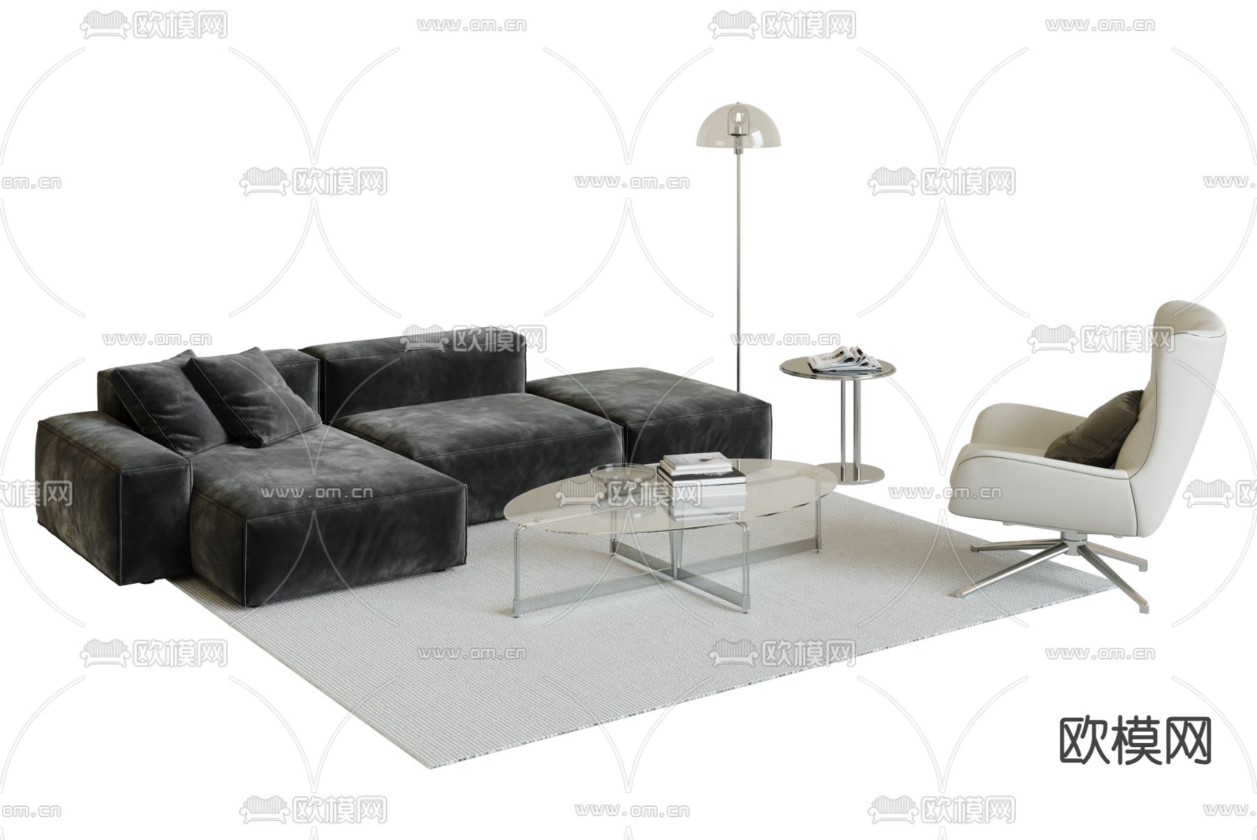 现代组合沙发3d模型下载