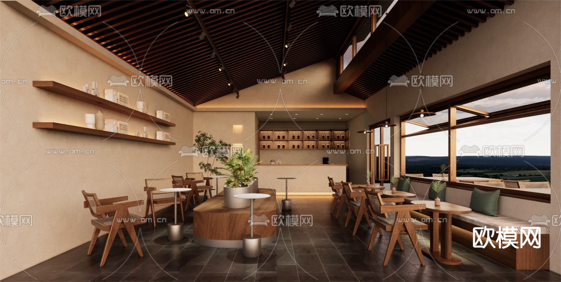 侘寂咖啡厅 咖啡馆3d模型下载