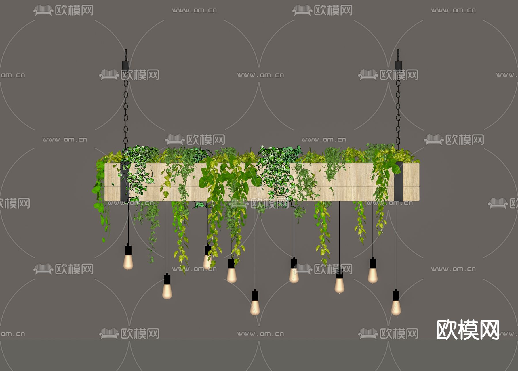 藤本植物 吊灯花架su模型下载（渲染图1）