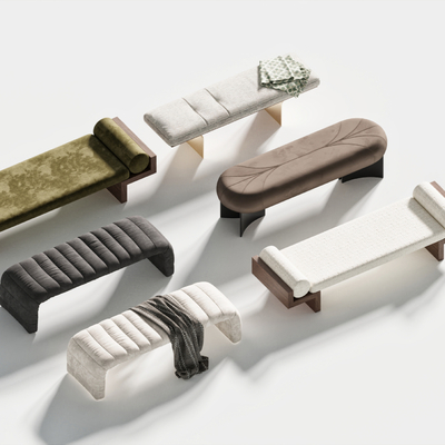  现代床尾凳 长凳su模型 