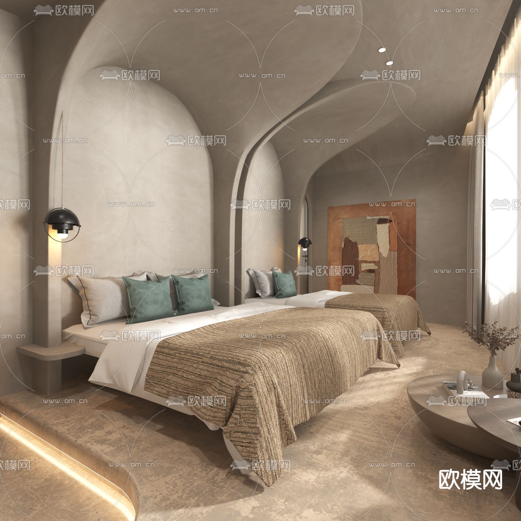 酒店民宿 客房3d模型下载（渲染图3）