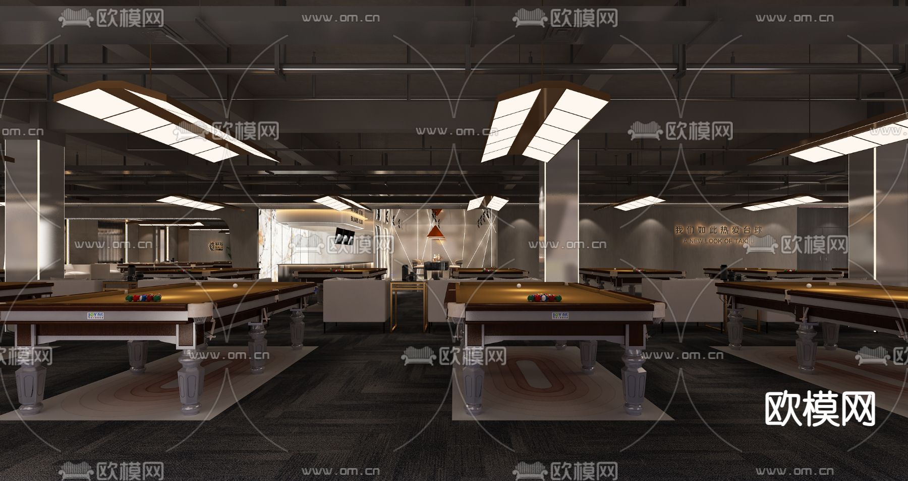 台球厅3d模型下载（渲染图1）