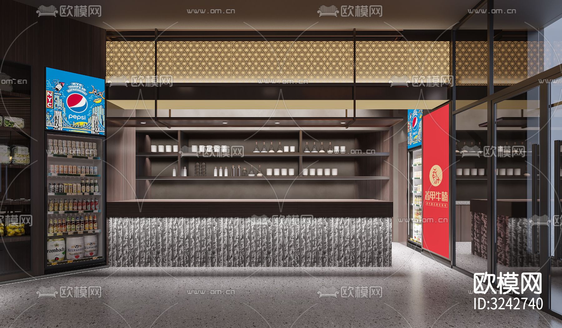 新中式中餐厅装修效果图下载（渲染图19）