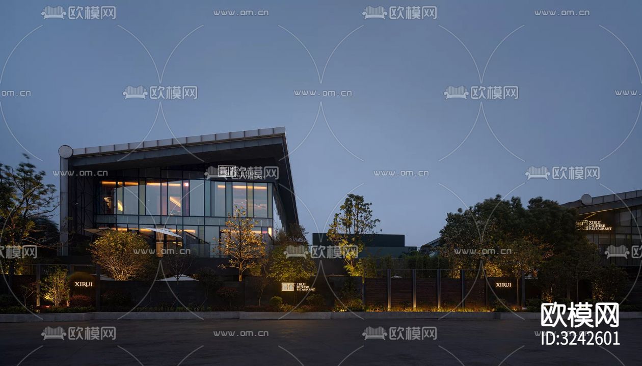 新中式中餐厅装修效果图下载（渲染图1）