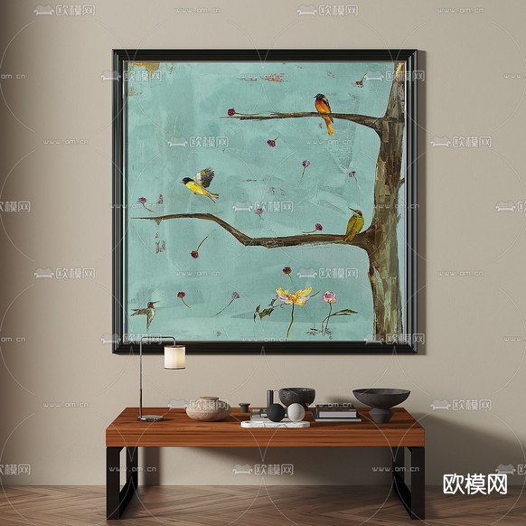 中古风装饰画 挂画3d模型下载