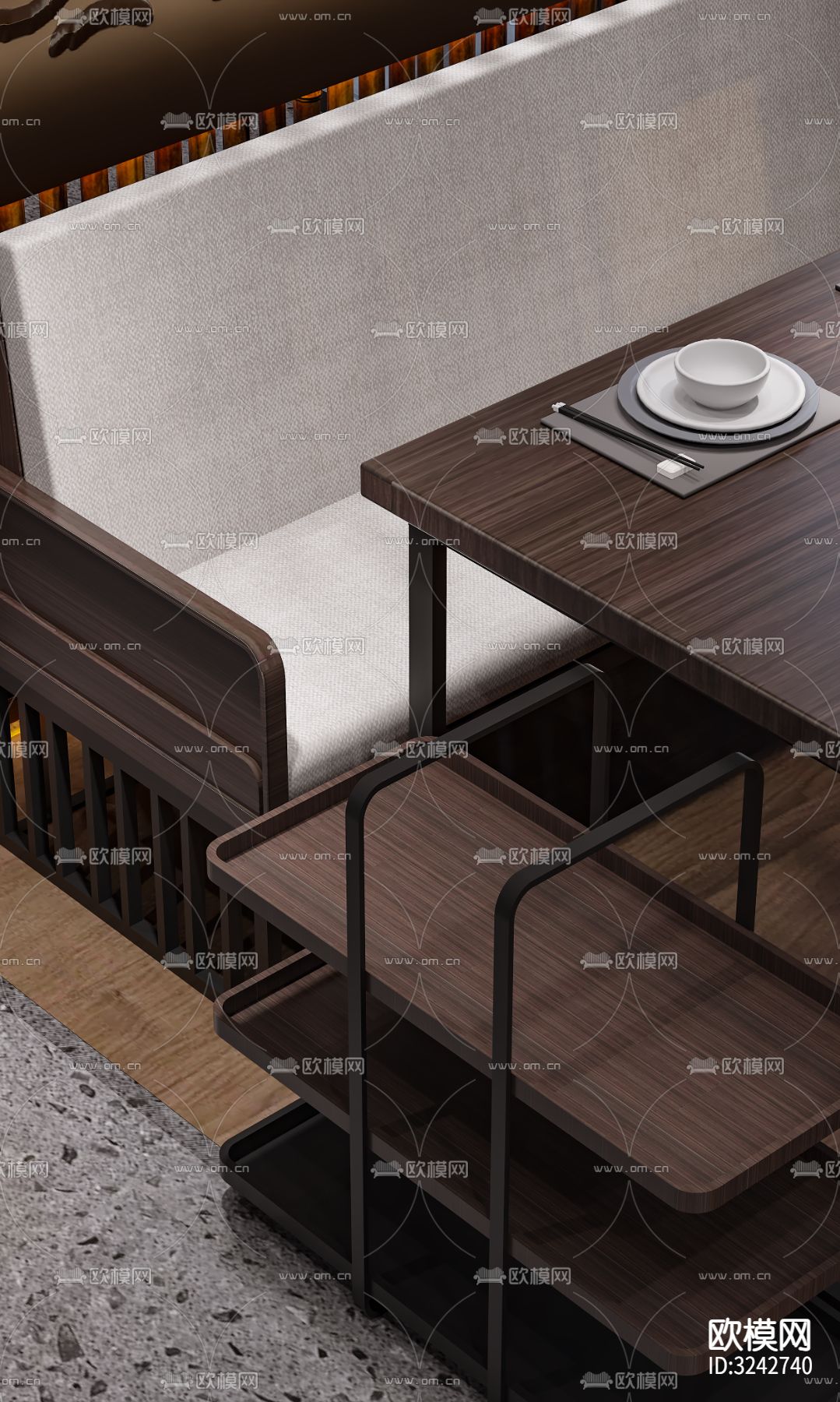 新中式中餐厅装修效果图下载（渲染图9）