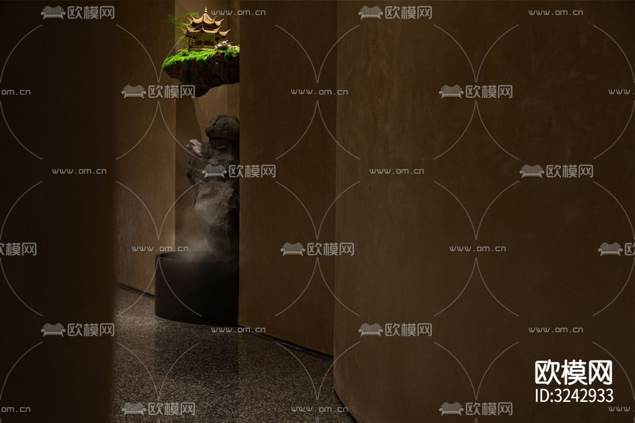 现代中餐厅装修效果图下载（渲染图1）