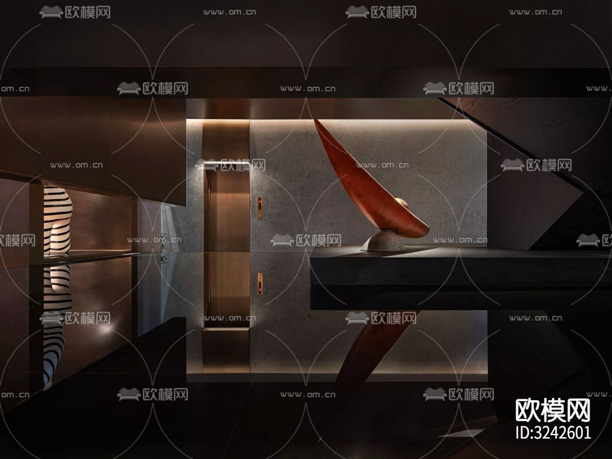 新中式中餐厅装修效果图下载（渲染图6）