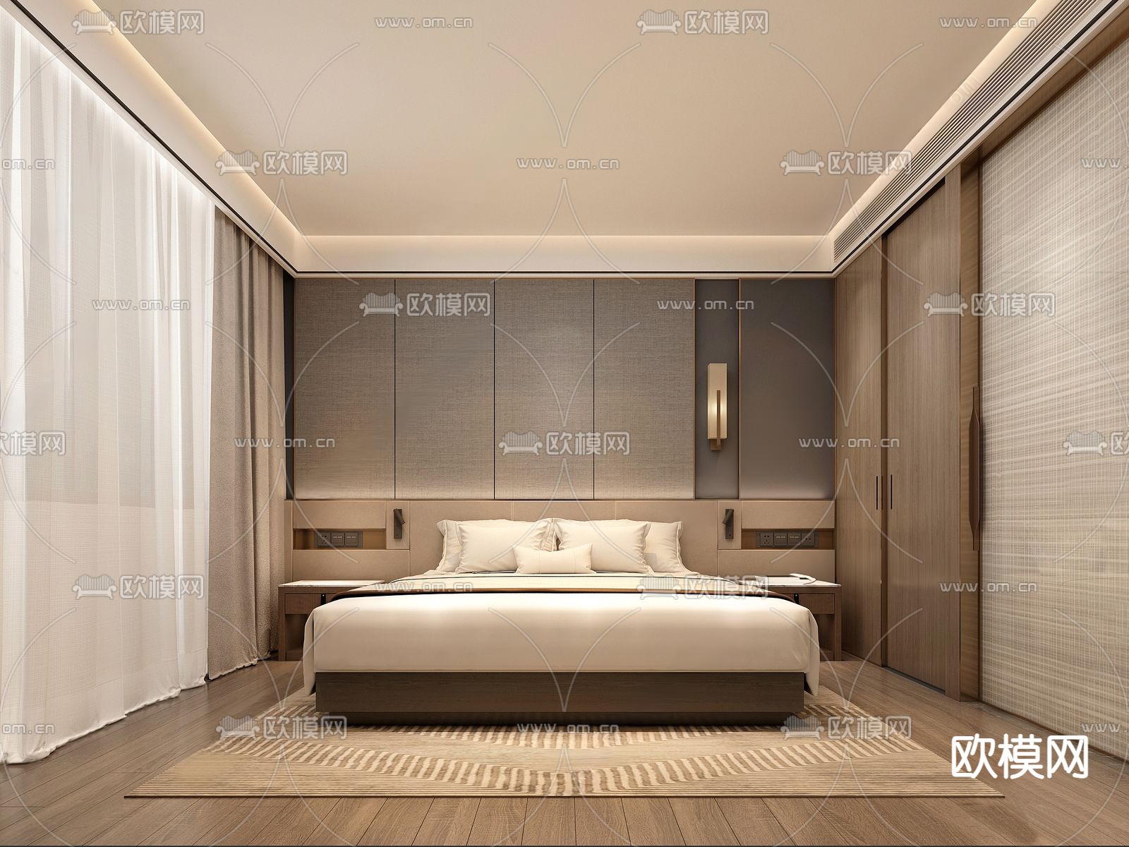 轻奢风  酒店客房3d模型下载