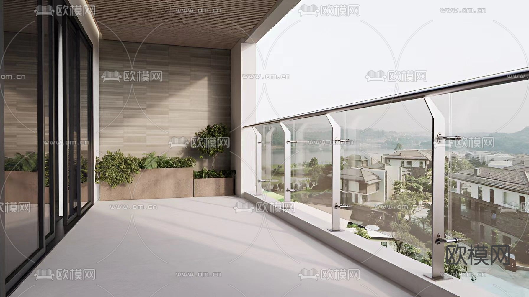 现代阳台3d模型下载