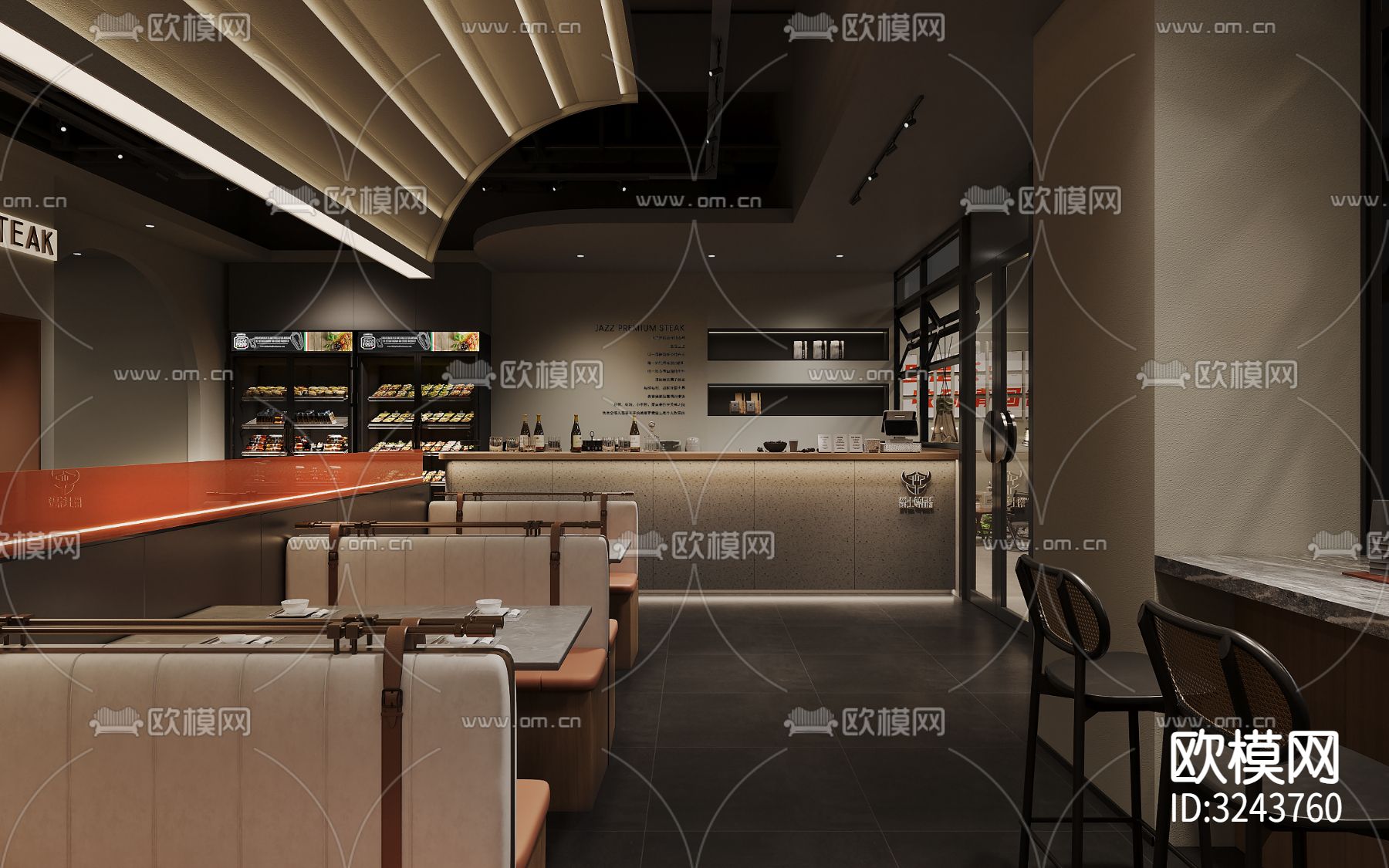 现代西餐厅装修效果图下载（渲染图1）