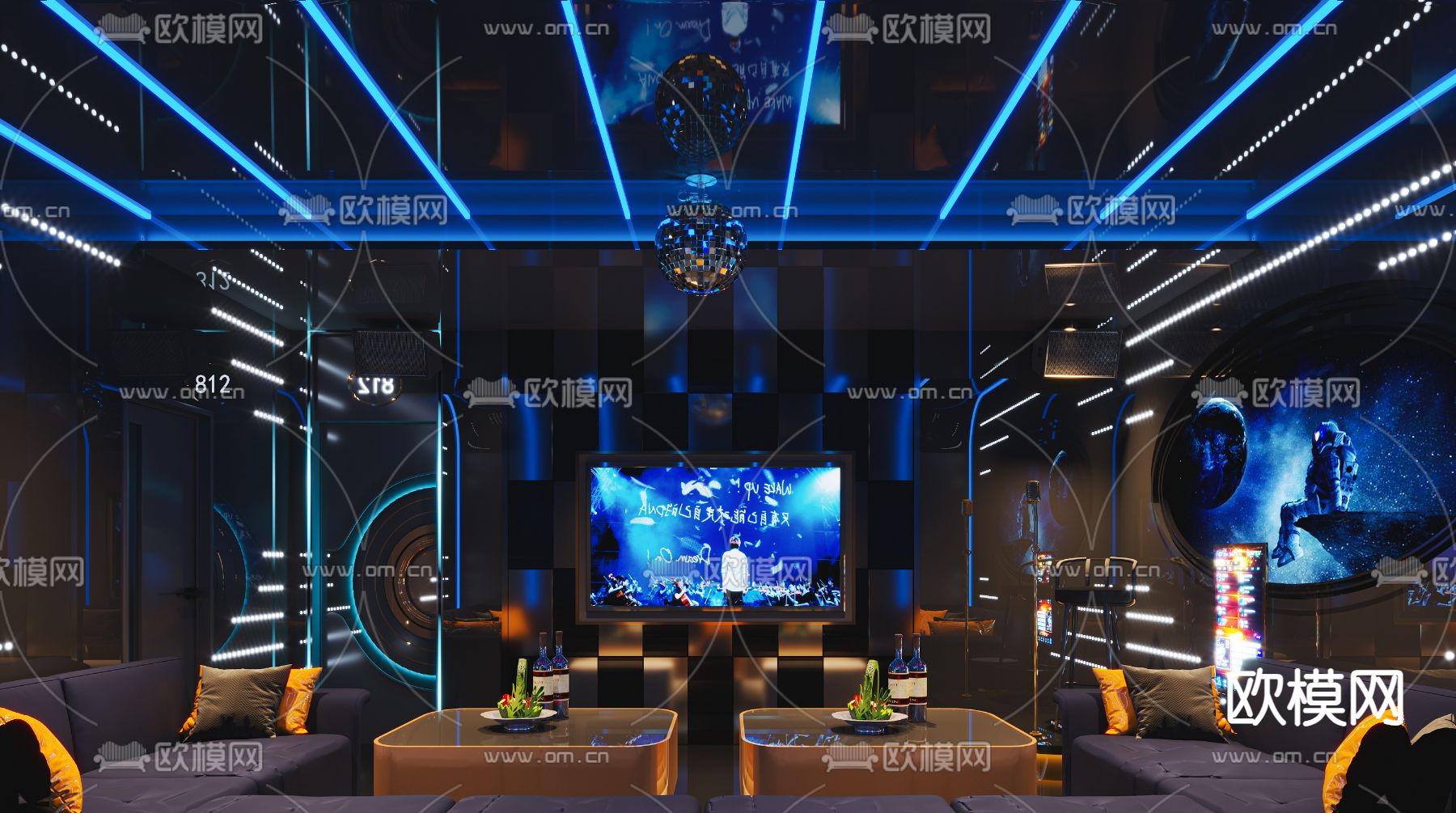 现代KTV3d模型下载（渲染图2）