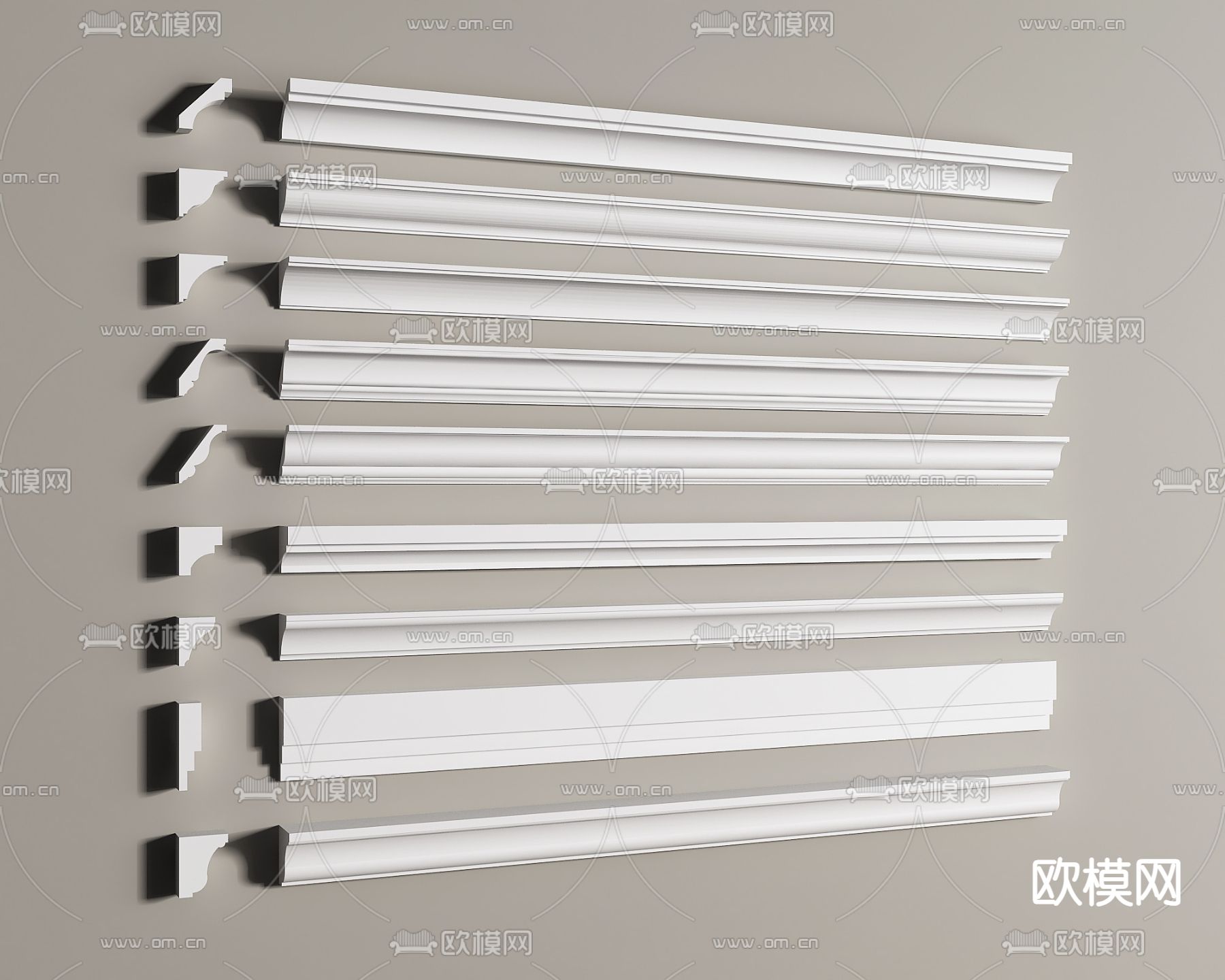 石膏线 线条 阴角线 阳角线su模型下载（渲染图2）